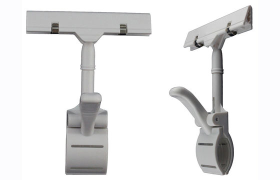 Plastikowe detaliczne Posiadacze znak, Białe promocyjne klipy Thumb 3 5/8 &quot;* 6 3/4&quot;