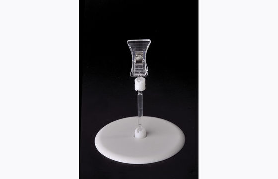 Przezroczysty klip PS z plastikową ceną, klip POP z okrągłą podstawą 15 * 9cm