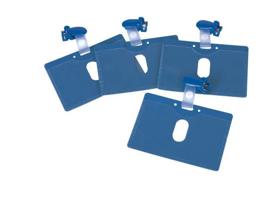 Niebieski plastik ABS odchylanego klip posiadacza karty spotkanie PVC, nazwa Badge Holder Klip 30277
