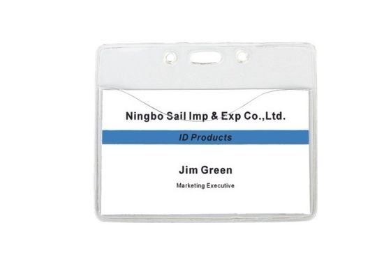 Kieszonkowe PVC Konferencja Badge Nazwa świeczki z 1 Slot otwór na głowie przez Clamp zacisk (95 x 78mm) 30302