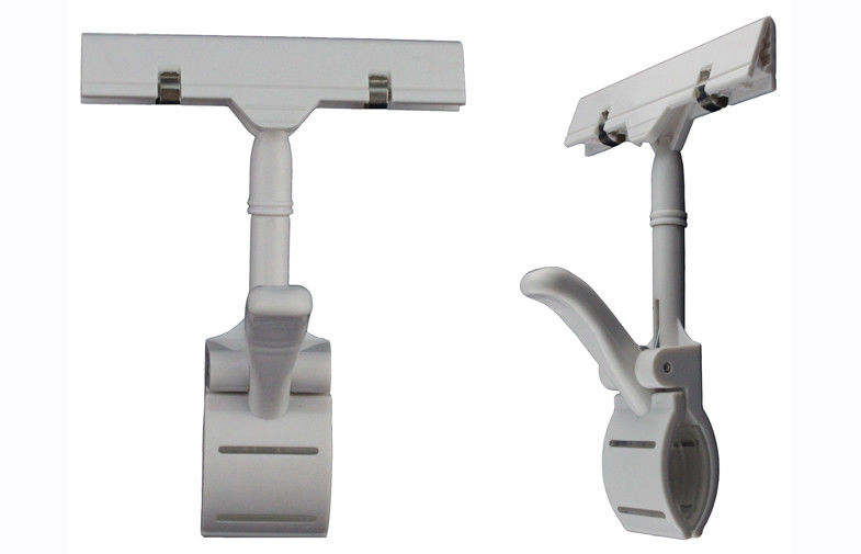 Plastikowe detaliczne Posiadacze znak, Białe promocyjne klipy Thumb 3 5/8 &amp;quot;* 6 3/4&amp;quot;
